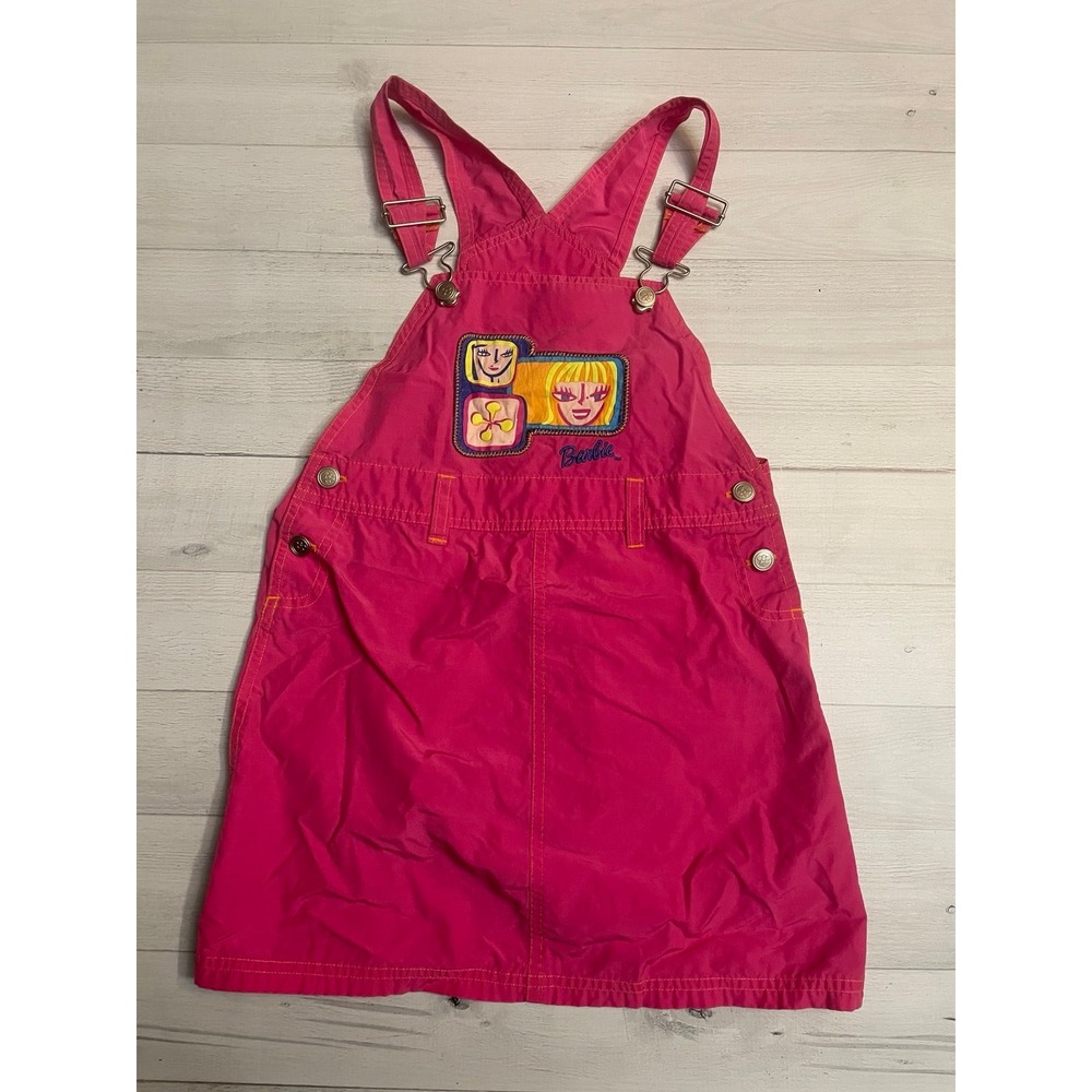 Vintage Barbie pink girls jumper dress size 8